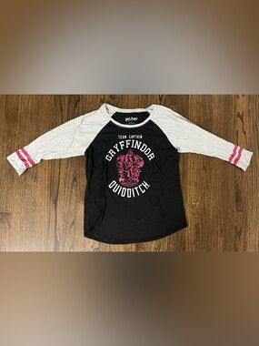 Harry Potter Gryffindor Quidditch Raglan Tee - Black, White & Pink